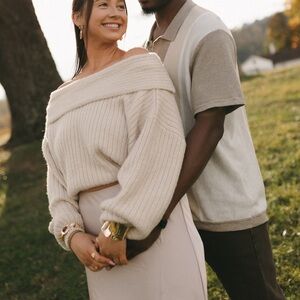 Cream Off-Shoulder Sweater ASOS Medium